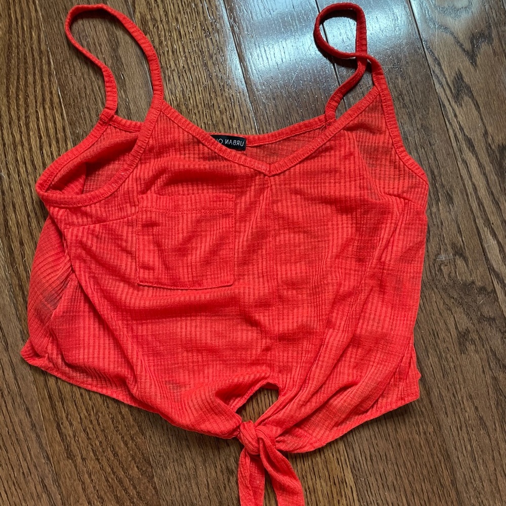 UO cropped red tie front tank - LIKE NEW. XS